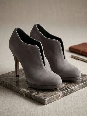 ALDO Tallo 8 Gray Suede Ankle Boots Size 7.5 Slate Gray Office Siren Sleek